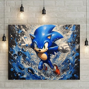 Colorful Speed: Sonic's Paint-Blazing Journey on Canvas Gallery Wraps