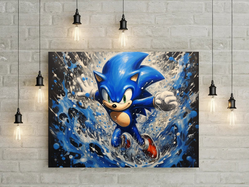 Sonic The Hedgehog Sticker Mural 3D Stickers Muraux Amovible PVC Cartoon Sticker  Mural pour Enfants Chambre Salon Salle de Jeux Décoration Murale 