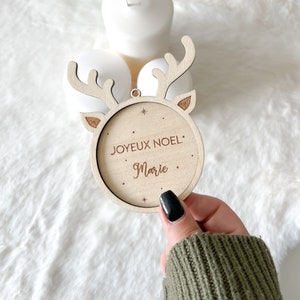 Personalized Christmas bauble - 3D Christmas bauble - Deer Christmas bauble - Wooden ornament - Christmas Wood