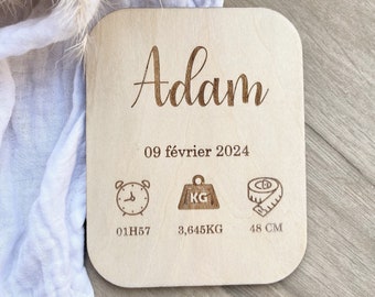 Personalized birth card with astrological sign - Wooden birth card - Personalized wooden birth card..