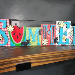 SUMMER Chunky Shelf Sitter Mantel Decor Standing Wood Sign Gift Summer decor Block words