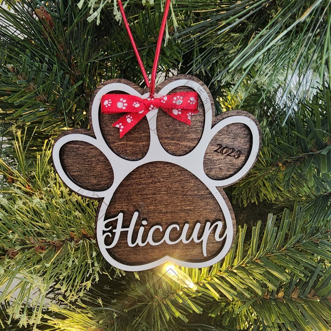 Custom Personalized Pet Paw Print Christmas Ornament Dog Ornament Cat