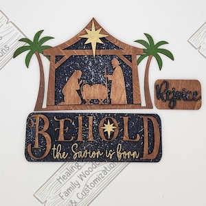 Interchangeable BEHOLD the SAVIOR Set Farmhouse Truck Holiday  Seasonal Farmhouse Door Sign Housewarming Gift Wedding, for 12.5 inch truck
