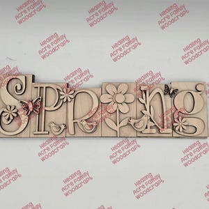 DIY RAW Wood Kit SPRING Flower Chunky Shelf Sitter, Mantel Decor, Standing Wood Sign, Gift, Spring decor, Block words