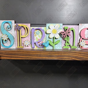 SPRING Chunky Shelf Sitter Mantel Decor Standing Wood Sign Gift Spring decor Block words