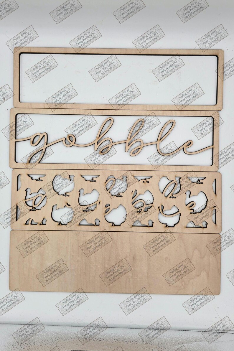 DIY RAW Wood Kit GOBBLE Turkey Layered Frame Chunky Shelf Sitter Mantel