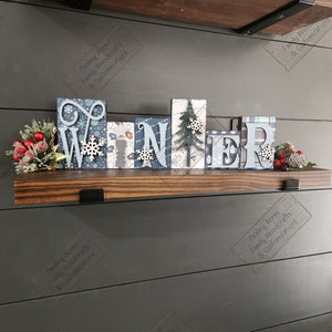 WINTER Chunky Shelf Sitter Mantel Decor Standing Wood Sign Gift Winter decor Block words