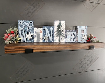 WINTER Chunky Shelf Sitter Mantel Decor Standing Wood Sign Gift Winter decor Block words