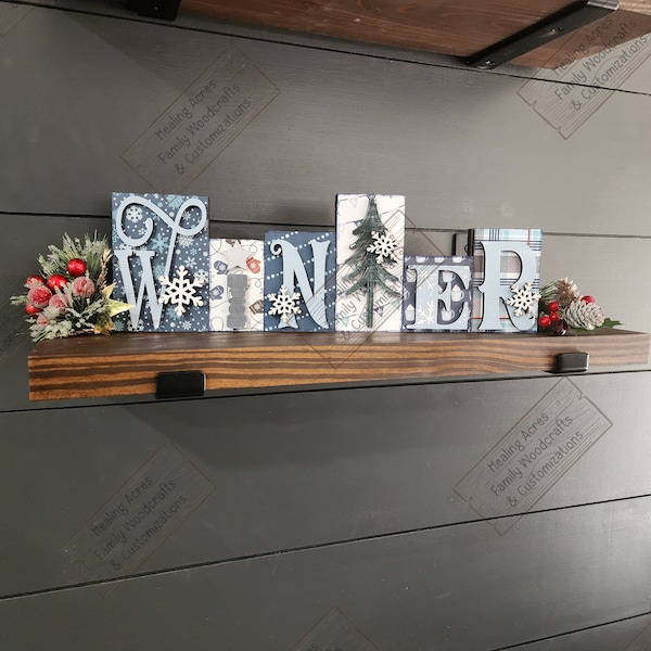 WINTER Chunky Shelf Sitter Mantel Decor Standing Wood Sign Gift Winter decor Block words