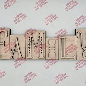 DIY RAW Wood Kit FAMILY Chunky Shelf Sitter Mantel Decor Standing Wood Sign Gift decor Block words