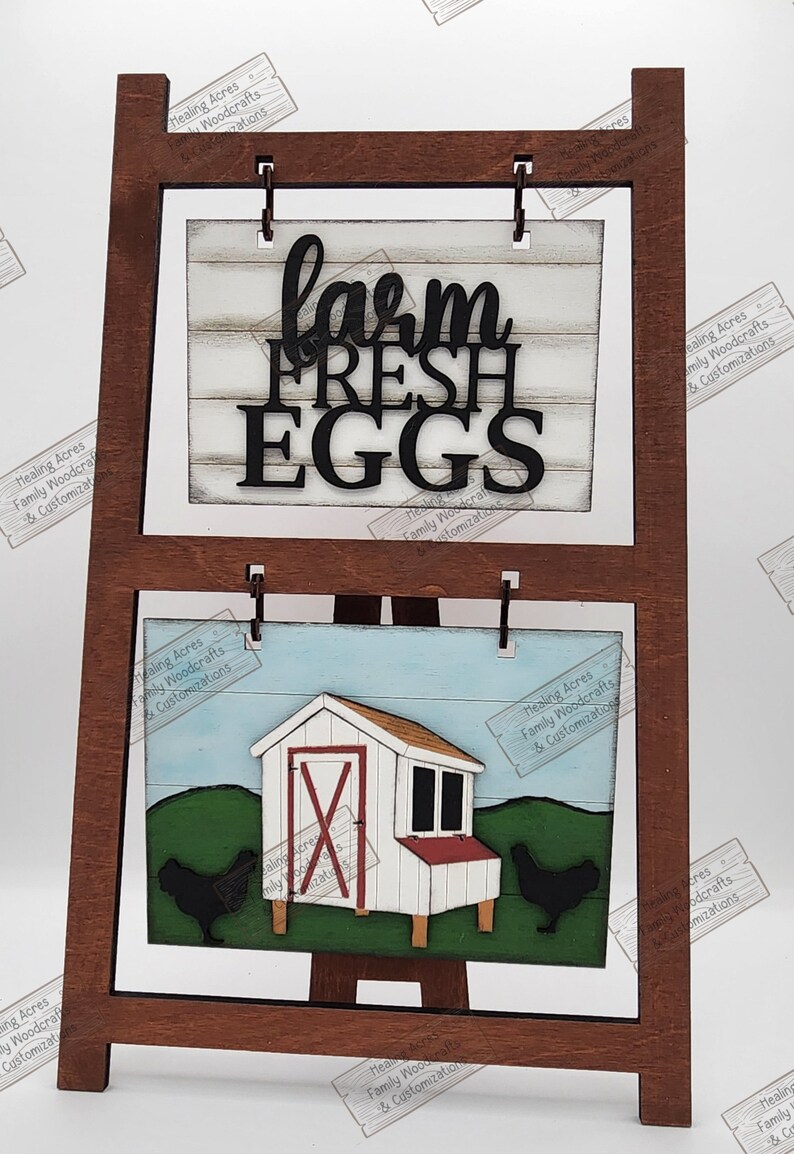 Interchangeable Hanging Frame 2piece Insert Farm Fresh Eggs Farmhouse