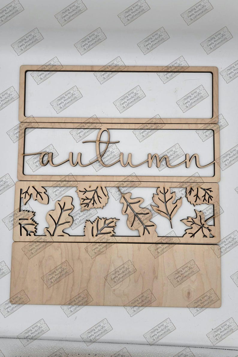 DIY RAW Wood Kit AUTUMN Leaves Layered Frame Chunky Shelf Sitter Mantel