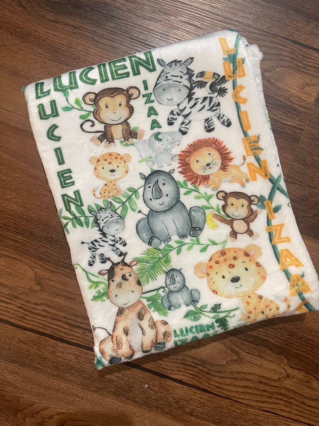 Jungle Name Baby Blanket Safari Baby Blanket Personalized Name Blanket