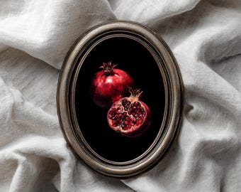 Pomegranate Botanical Print, Dark Academia Wall Art Decor (Digital Download)