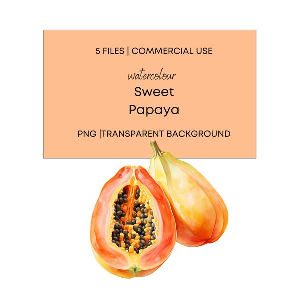 Watercolor Sweet Papaya, Papaya Illustration - 5 High Quality PNG Transparent Background