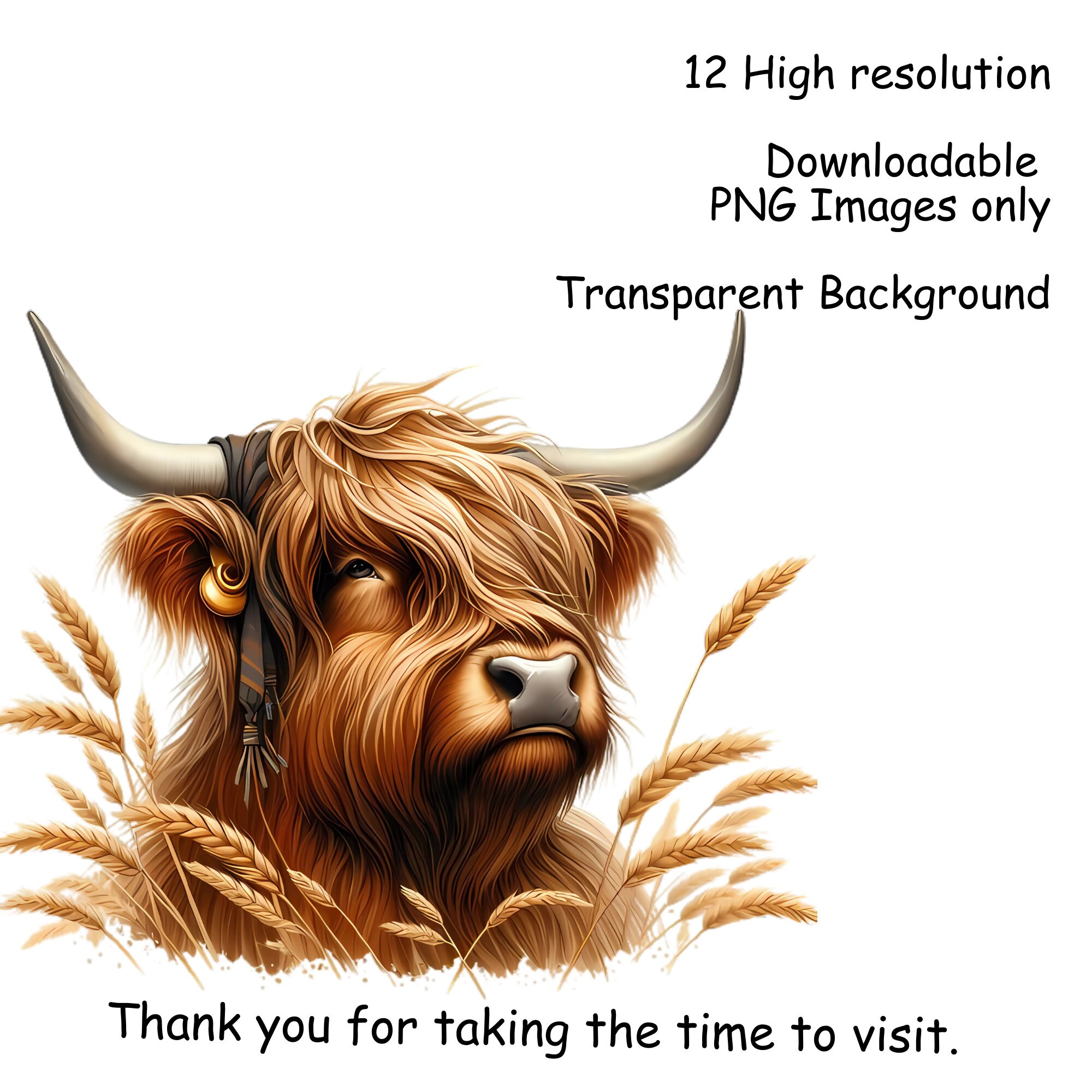 12 Watercolor Highland Cow Wild Flower Clipart Bundle V.2, High Quality ...