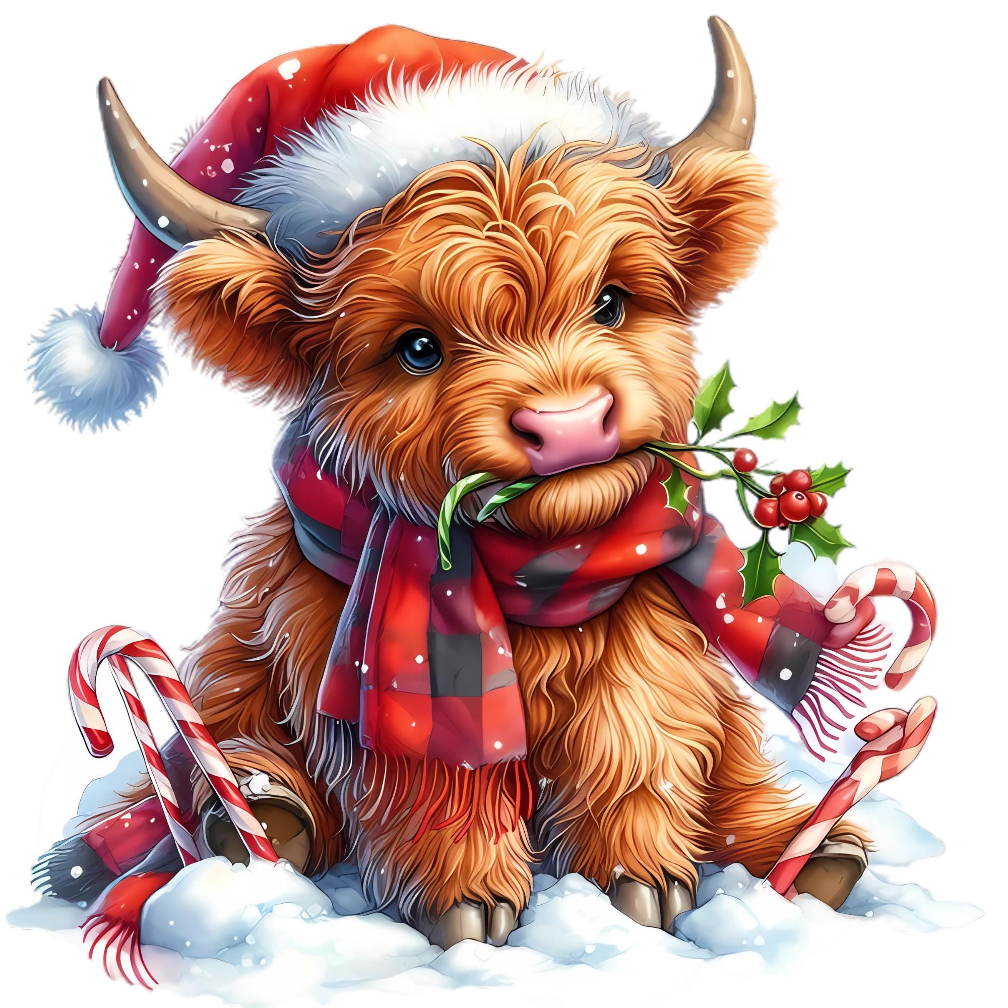 Watercolor Christmas Highland Cow Clipart Bundle (digital Download) - Etsy