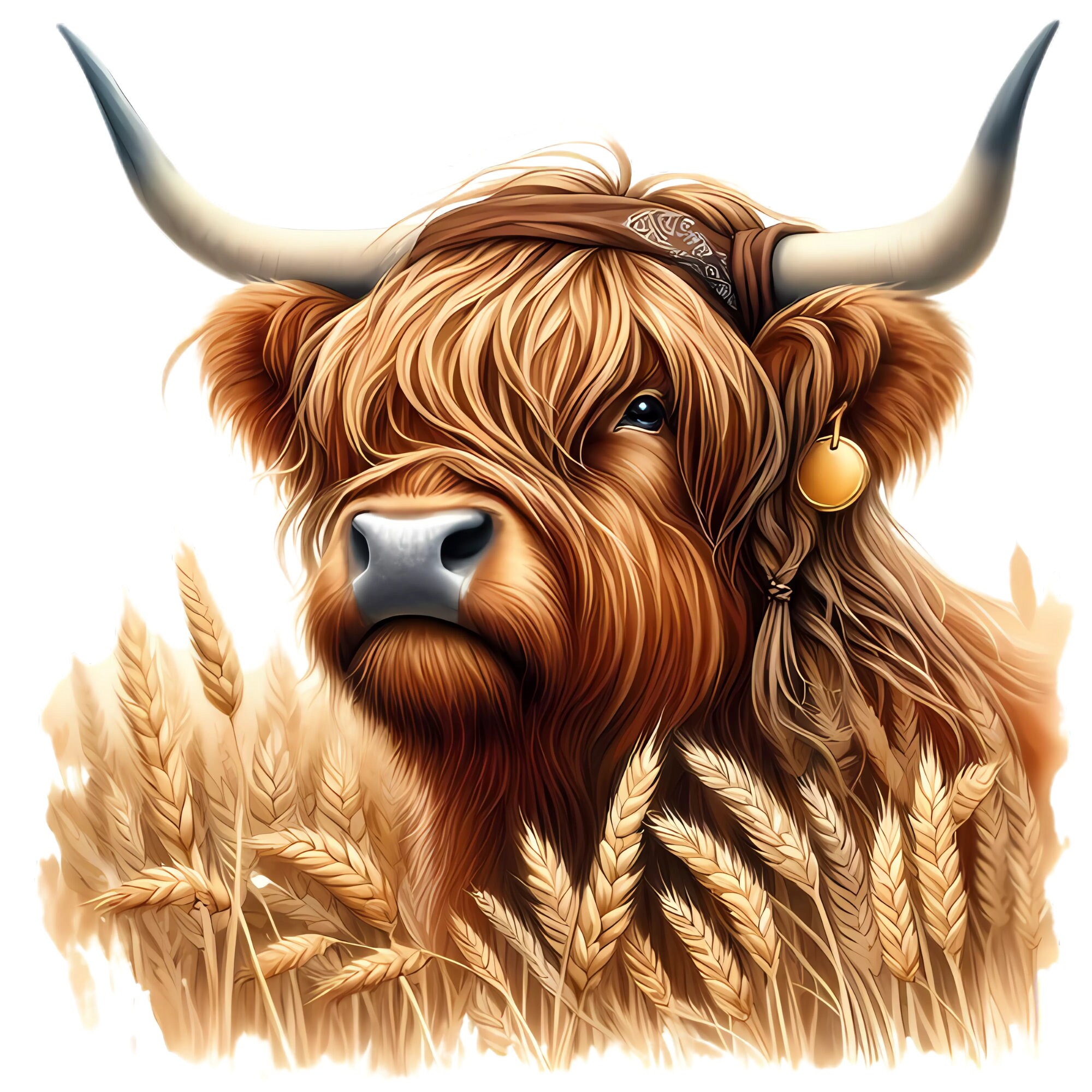 12 Watercolor Highland Cow Wild Flower Clipart Bundle V.2, High Quality ...