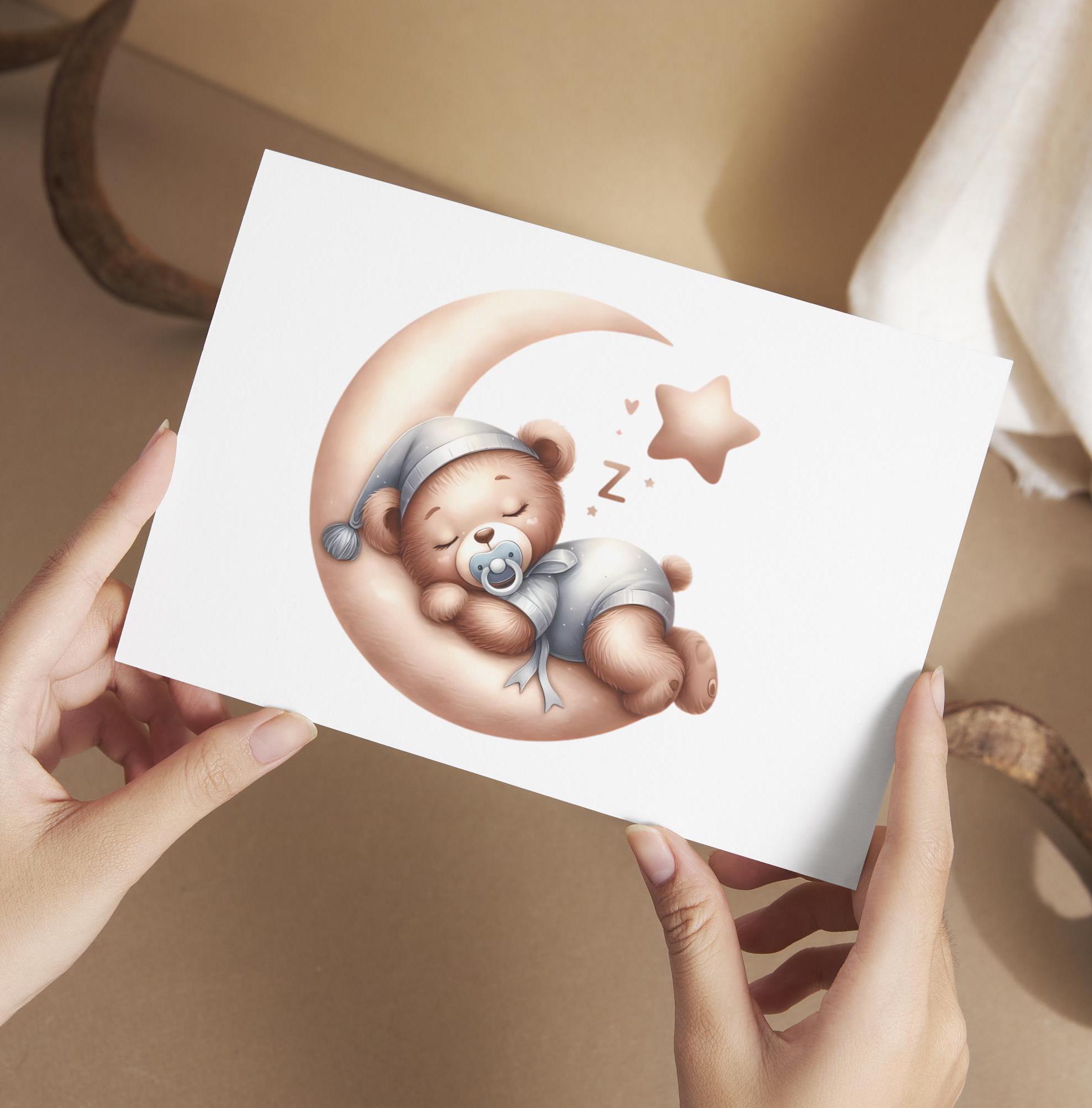 27 Teddy Bear Watercolor PNG Clipart Bundle, Neutral Baby Shower ...