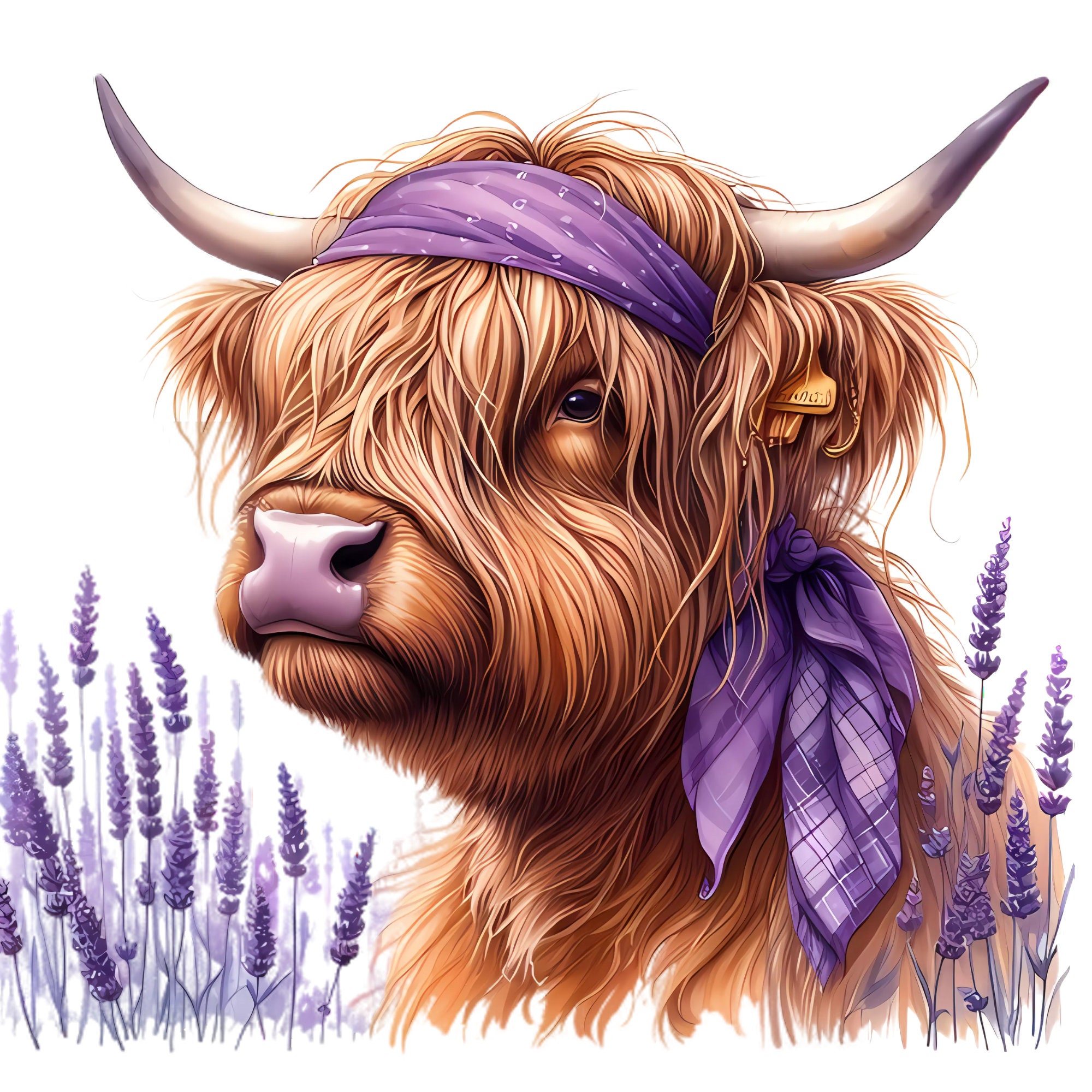12 Watercolor Highland Cow Wild Flower Clipart Bundle V.2, High Quality ...