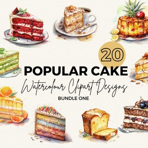 Watercolour Cake Clipart | Watercolor Clip Arts | Clipart Bundle | Watercolour Clipart Food Set | Commercial Clipart | PNG Clipart