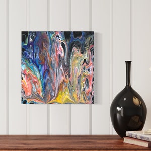 Ghost Town || Ghosts Mystical Colorful Abstract Modern Square 40x40 Rainbow Canvas Acrylic Pouring