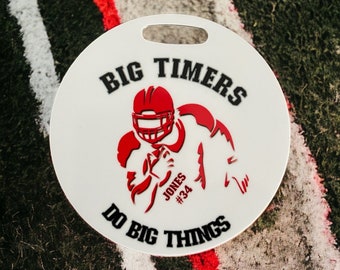 Personalized Sports Bag Tag, Football Bag Tag, Round Tag, backpack name tag, Custom design, add your logo tag, Big Timers Do Big Things