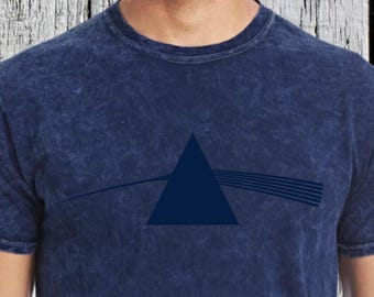 Boho Psychedelic Graphic Tee, Mineral Wash Cotton Abstract Triangle Design Festival Shirt, Soft Retro Style Pink Floyd Tee, 90s Inspired Tee