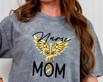 Nurse Mom Mineral Wash T-Shirt, Vintage Washed Cotton RN Tee, Retro 80's  90's Nurse Gift, Nurse Mom Tee Gift, Nurse DELUXE Line T Shirt