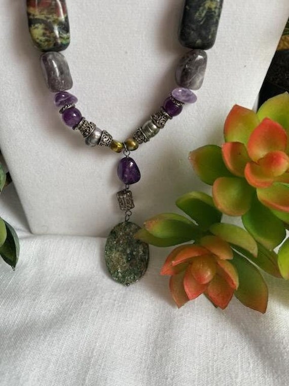 Amethyst, Unakite, Purple Agate & Green Aventurine