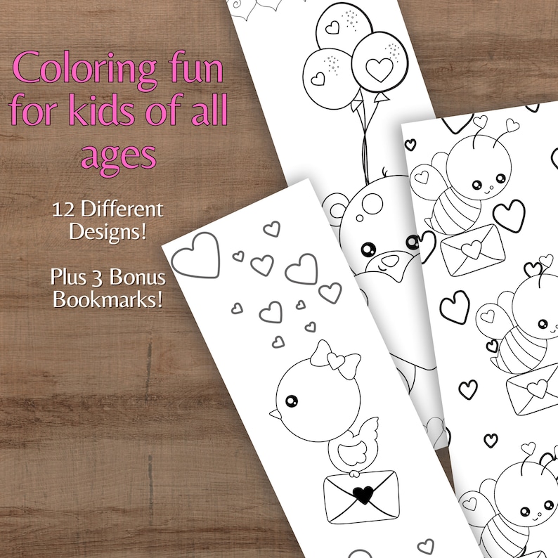 Printable Bookmarks to Color, Valentine's Coloring Bookmarks, Cute ...