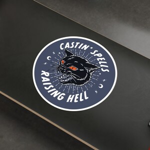 Halloween Schwarze Katze Die Cut Vinyl Aufkleber | Castin Zaubersprüche Raising Hell