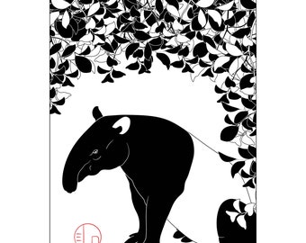 Malayan Tapir, Tapir, Malayan Tapir, animal print, poster, art print, Tapirus indicus