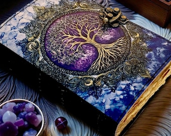 Handgefertigtes Baum des Lebens Lederbuch | Heidnisches Grimoire, Buch der Schatten Notizbuch: Hexerei-Tagebuch mit 400 Seiten