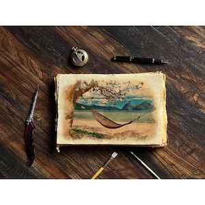 Carta vintage con bordo frastagliato in cotone riciclato fatta a mano - Ottima per inviti di nozze, biglietti di ringraziamento, acquerelli, poesie - 150 g/m² 11,7" X 7,7"