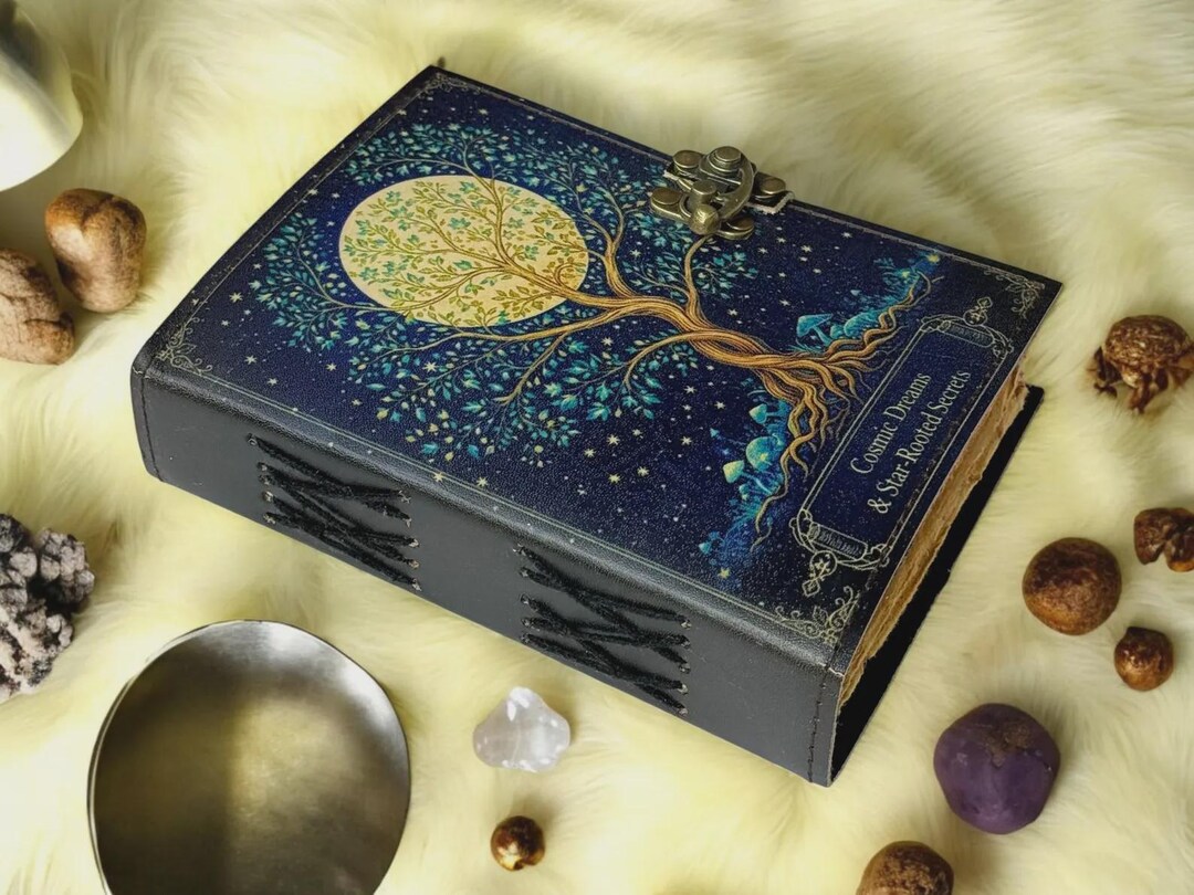 Tree of Life Leather Grimoire – 400 Pages Book of Shadows, Vintage ...