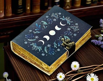 Handmade Moon Leather Grimoire Journal: Wiccan Book of Shadows, Gothic Occult Notebook