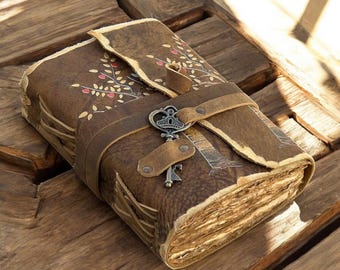 Handmade Tree of Life Leather Journal: Blank Book of Shadows, Grimoire