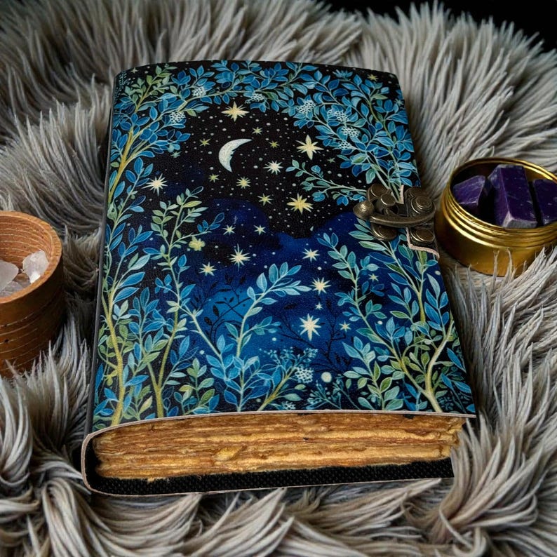 400 Page Celestial Tree of Life Leather Journal | Handmade Grimoire ...