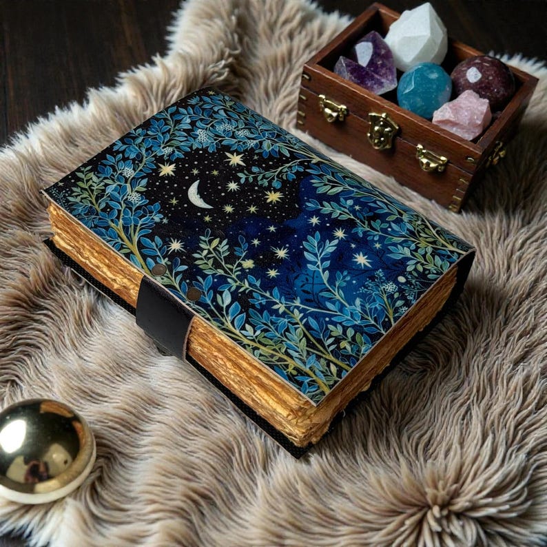 400 Page Celestial Tree of Life Leather Journal | Handmade Grimoire ...