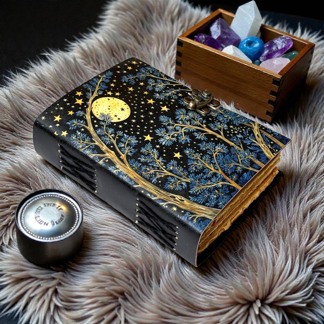 400 Page Celestial Tree of Life Leather Journal | Handmade Grimoire ...