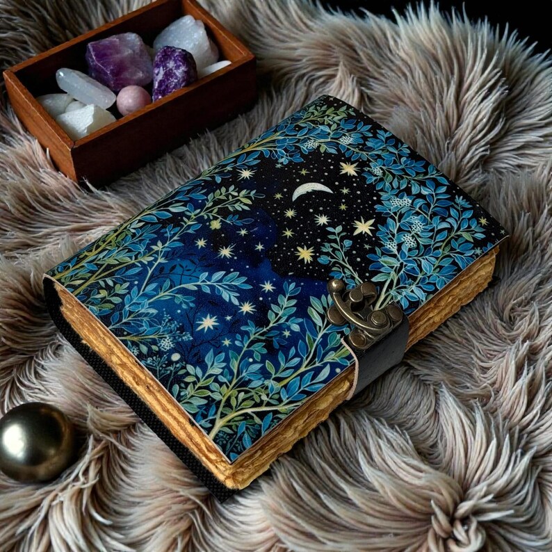400 Page Celestial Tree of Life Leather Journal | Handmade Grimoire ...