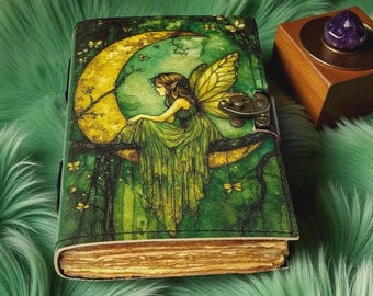 Handmade Leather Journal Gift, Vintage Grimoire Diary, Rustic Writing Notebook, Fairy Journal, Fantasy Spell Book, Antique Style Notebook