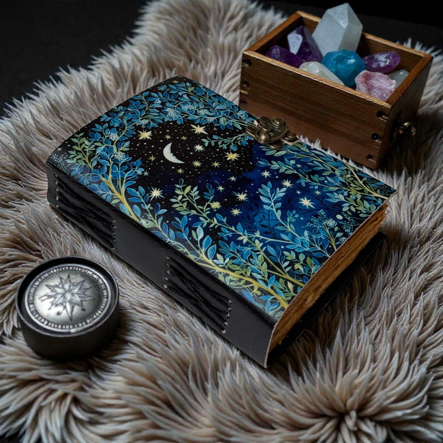 400 Page Celestial Tree of Life Leather Journal | Handmade Grimoire ...