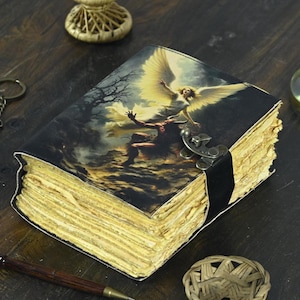 Angel Leather Journal - handmade leather notebook • Grimoire journal • blank book • Vintage deckle edges paper • special gifts for girls.