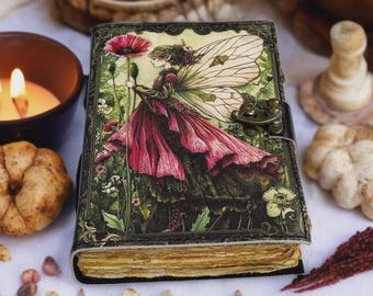 Handmade Leather Journal Gift, Vintage Grimoire Diary, Rustic Writing Notebook, Fairy Journal, Fantasy Spell Book, Antique Style Notebook