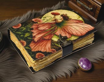 Handmade Fairy Leather Grimoire: Christmas Gift Book of Shadows - 400 Pages