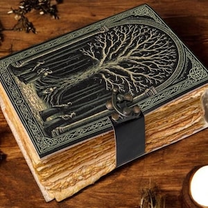 400 pagina&#39;s groot Grimoire lederen dagboek, print levensboom dagboek, blanco spreukenboek boek van schaduwen lederen hemelse cadeaus voor moeder uniek