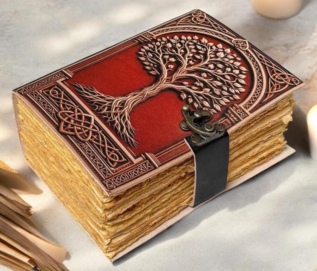 400 Page Large Grimoire Tree of Life Leather Journal for Women ...