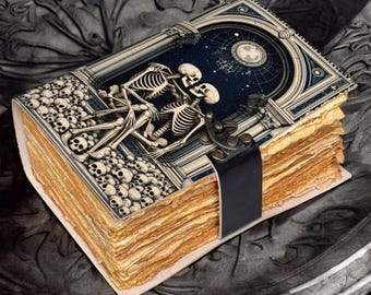 Overthinker Grimoire Leather Journal -Gothic Tarot Notebook -Blank Spell Book of shadows Handmade Sketchbook 200–400 Pages | Witchy Journal